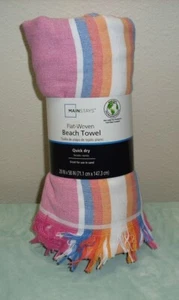 Mainstays Flat Woven Quick Dry Beach Towel 28" x 58" ~ Pink Striped NWT - Picture 1 of 3