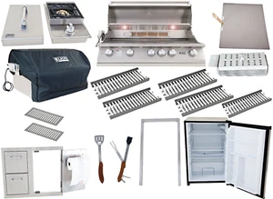 Lion Grill Package 40" Grill, Side Burner, Mini Fridge + Storage Door/Drawers! - Picture 1 of 24