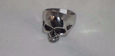 Anillo de media calavera de acero inoxidable para hombre Harley motociclista gótico punk talla 11 J2-7 Foto 1 de 3