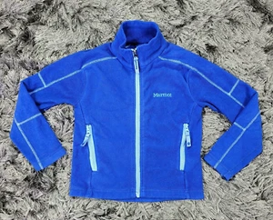 Marmot Fleece Jacket Kids XS Blue Mock Neck Long Sleeve Outdoor Pockets Full-Zip - Picture 1 of 19