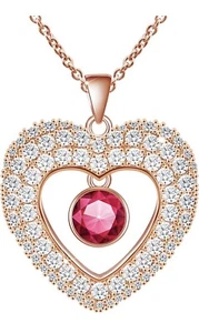 Love Heart Birthstone Necklaces Jewelry Gifts, Pendant Necklace Birthday Gift - Picture 1 of 5