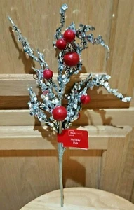 Corona/arreglo floral de 3 ramas de plata con lentejuelas de cerezo, 14" - Imagen 1 de 2