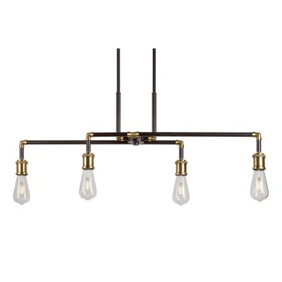 Forte Lighting 7116-04 Piper 4 Light 40"W Linear Chandelier - Black - Image 1 of 4