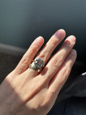 Anillo La Mer Amatista Verde James Michelle Plata Relleno Oro Amarillo 14K S7 Foto 1 de 4