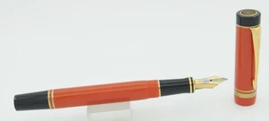 Parker Duofold International Orange & Gold Fountain Pen - 18kt Oblique Nib -1994 - Picture 1 of 7
