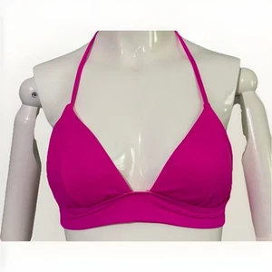 Victoria’s Secret Hot Pink Gold Tone Triangle Bikini Top Medium Padded - Picture 1 of 6