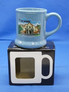 Vintage Black Cat Mug The Alamo Coffee Cup Souvenir Light Blue 1988 Japan w/ Box - Picture 1 of 13
