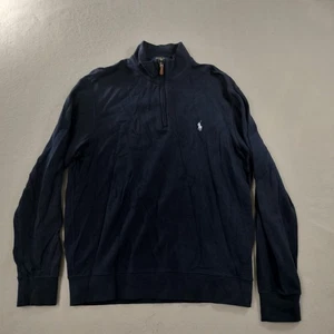 Polo Ralph Lauren Blue 1/4 Zip Pullover Long Sleeve Sweatshirt Mens Size M - Picture 1 of 11