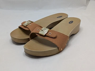 Sandálias femininas clássicas Dr Scholl's 9M bege falsa estampa de cobra sola de borracha - Imagem 1 de 4