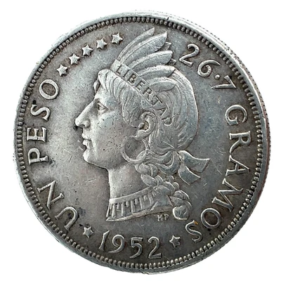 1952 Dominican Republic One 1 Peso (UN Peso) Silver Libertad AU. Coin KM# 22 - Image 1 of 4