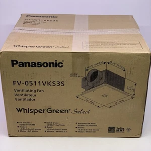 Panasonic FV-0511VKS3S WhisperGreen Bathroom Exhaust Fan White w/ Flex-Z Bracket - Picture 1 of 9