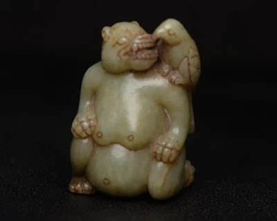 认证天然海天玉雕刻精美鹰熊吊坠雕像11181 — 第 1/4 张图片