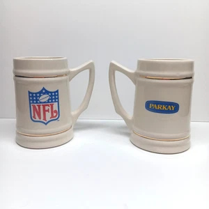 VTG Parkay NFL FOOTBALL White Ceramic STEIN - BEER MUG 16 OZ. Set Of 2 1980's - Picture 1 of 14