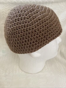 Berretto Kufi Beanie fatto a mano all'uncinetto adulto caffè latte marrone teschio - Foto 1 di 5