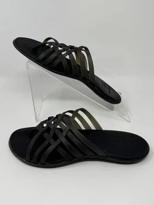 Crocs Huarache Jelly flache Zehenpartie Riemen-Pantoletten Sandalen schwarz Damengröße 9 W9 - Bild 1 von 12