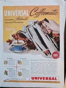 Cafetera Universal 1950 automática mediados de siglo anuncio vintage - Imagen 1 de 1