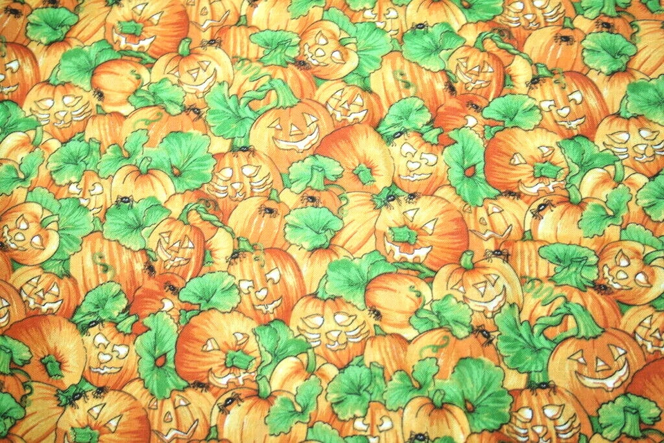 GRINNING PUMPKIN PATCH -  100% COTTON FABRIC - Image 1 of 3