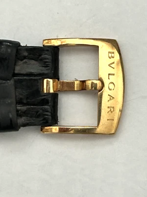 BVLGARI SÓLIDO ORO 18K 14MM-17MM HEBILLA ESPIGA CORREA CUERO COCODRILO Foto 1 de 4