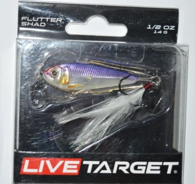 live target flutter shad 1/2oz silver violet fluttering jig jigging spoon 2" - Image 1 of 3