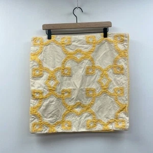 Pottery Barn Embroidered Velvet Geometric Pillow Sham Boho Decor Yellow 20"x20" - Picture 1 of 7