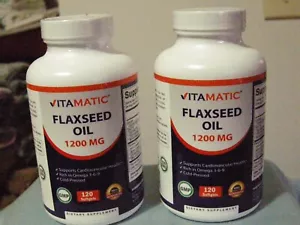 FLAXSEED OIL 1200MG CAPSULES 120 X 2 BOTTLES = 240 SOFTGELS BRAND NEW !! - Picture 1 of 2