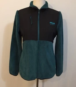 Chaqueta deportiva FILA para mujer verde y negra de lana con cremallera talla S perfecta para otoño - Imagen 1 de 8