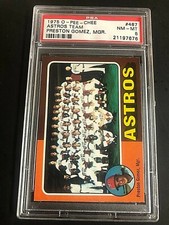 Astros Team 1975 O-Pee-Chee Team Checklist Card #487 Graded PSA 8 NM-MT POP 3