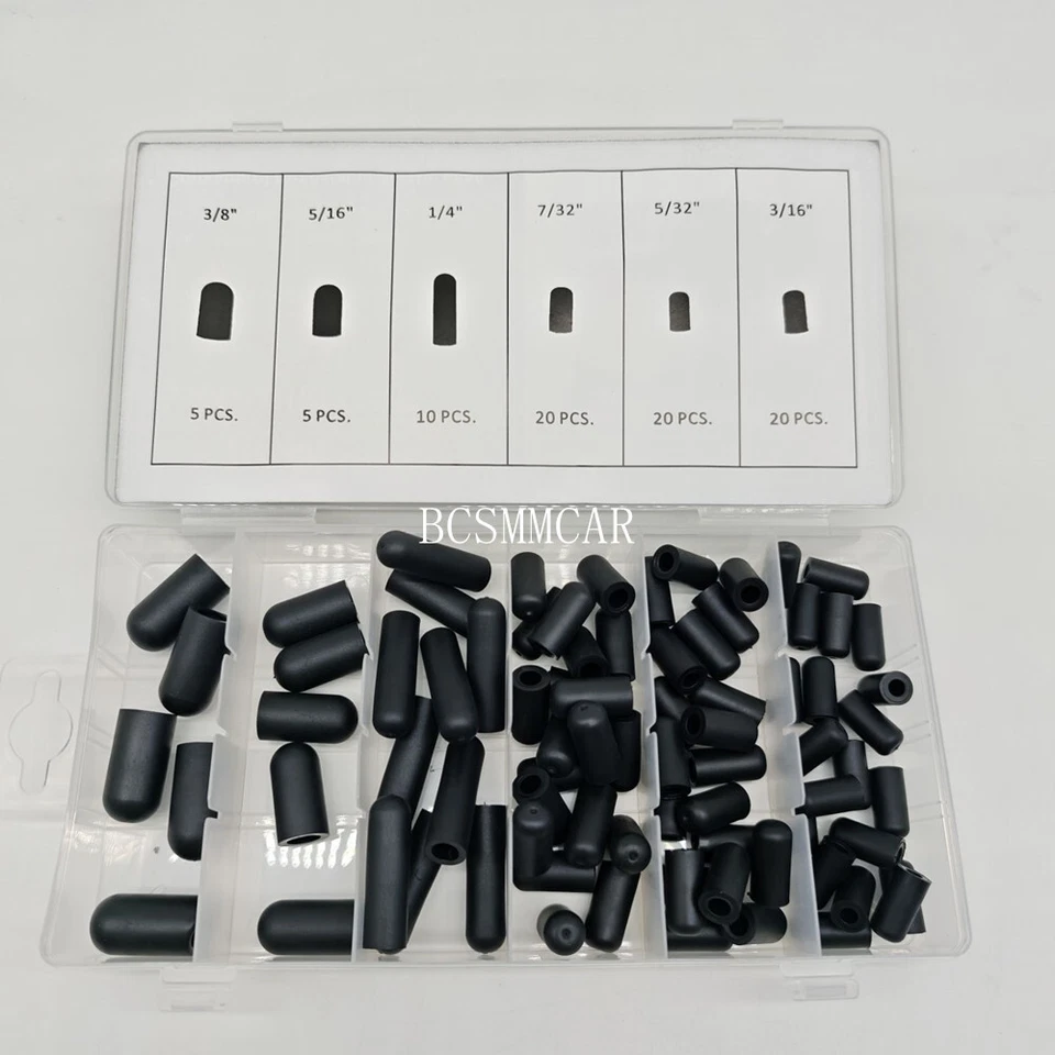 80Pcs Rubber Carburetor Vacuum Cap Assortment Kit 5/32 in-3/8 in 6 Types Boxed - Image 1 of 4