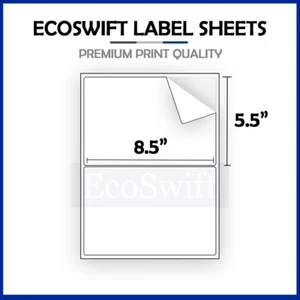 (2) 8.5 x 5.5 XL EcoSwift Shipping Half-Sheet Self-Adhesive eBay PayPal Labels - Picture 1 of 6