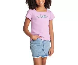 Girls Summer T-Shirt Purple Top Butterfly T-Shirt Short Sleeve T-Shirt Size S7/8 - Picture 1 of 5