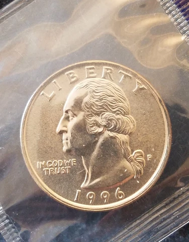1996-P United States 25 cents, Washington quarter, BU in mint pack, KM-164a Cover