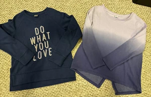 Lot Of 2 Girls Old Navy Sweatshirt Tops; Purple Ombré & Navy; Sz Lg (10/12) - Picture 1 of 13