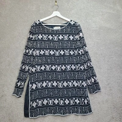 Papell Boutique Evening Tunic Top Women L 100% Silk Black Beaded Formal Cocktail - Image 1 of 4