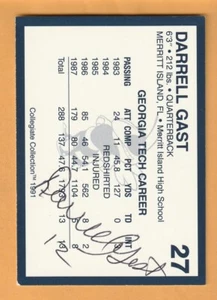 Darrell Gast Georgia Tech Signed AUTO 1991 card Merritt Island Florida 4Q - Picture 1 of 1