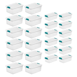 Sterilite 15 Qt Stackable Storage Boxes & 6 Qt Organizing Bins, 12 Pack Each - Picture 1 of 12