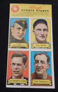 1937 Kellogg's Pep Stamp Panel #9 Rickenbacker Paul Waner Pittsburgh Pirates - Picture 1 of 2