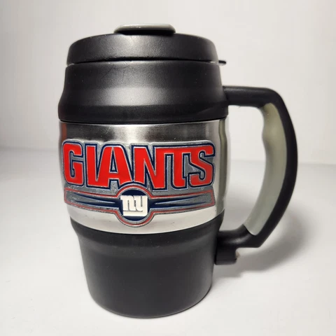 NFL NY Giants Logo Metal Plastic 20oz Handle Tankard Keg Style Tumbler Thermos Cover