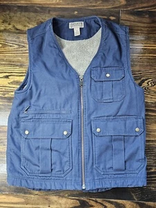 Mens DULUTH TRADING Co Sherpa Lined Canvas Vest Navy Blue Mens Medium  - Picture 1 of 7