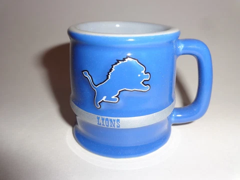 Detroit Lions Barrel Design 2 Ounce Sculpted Ceramic Shot 'Mug' Glass FREE S&H!! Cover
