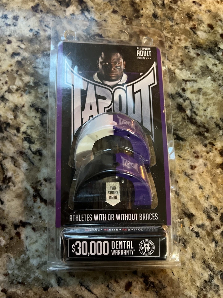 Protetor bucal Tapout branco/vermelho ou preto/vermelho todos os esportes - adulto 12 anos+ *pacote com 2* - Imagem 1 de 1