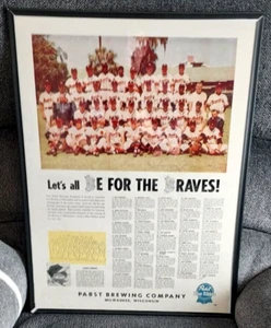 1953 Milwaukee Braves 18" x 24" Framed Team Picture w/Bios VERY RARE! - Picture 1 of 2