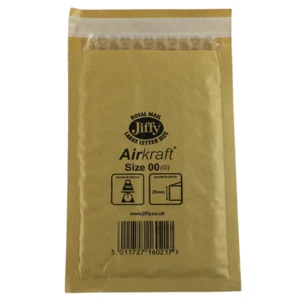 JIFFY GOLD BUBBLE ENVELOPES 115x195MM (JL00) LARGE LETTER MAILING BAGS - Picture 1 of 5