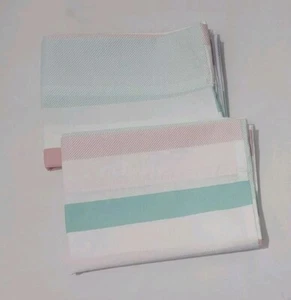 Set Of 2 Pink, White, Aqua Striped Pillowcases. 20 X 28 Standard Only - Picture 1 of 6