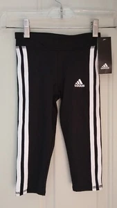 ADIDAS TODDLER GIRL'S BLACK WHITE LEGGINGS, SIZE 5T - Picture 1 of 3