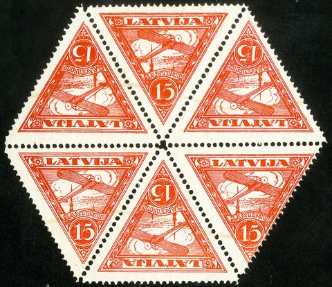 Latvia Stamps # C1 Unused VF Block Of 6 Orange Color Error Cover
