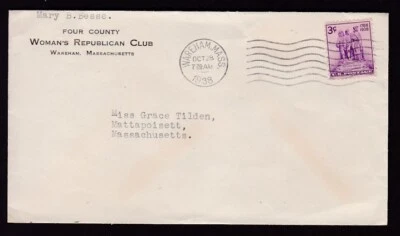 WOMAN'S REPUBLICAN CLUB, 1938, WAREHAM, MASS. WITH LABEL ON BACK - Image 1 of 2
