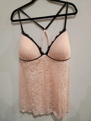 Camisón camisón lencería de encaje negro melocotón y melocotón talla 3X 22W-24W  Foto 1 de 4