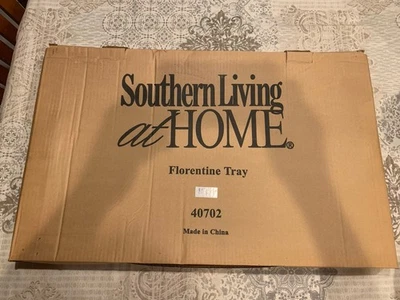 Southern Living at Home Black Florentine Tray with Gold Accents - Image 1 of 4