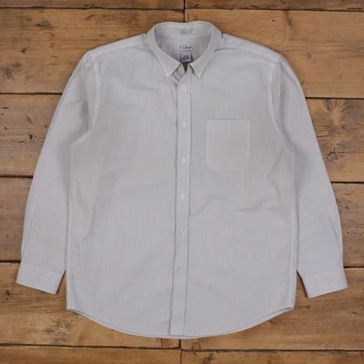 Vintage L.L.Bean Casual Shirt Button L Stripe Mens Long Sleeve Blue Striped - Image 1 of 4