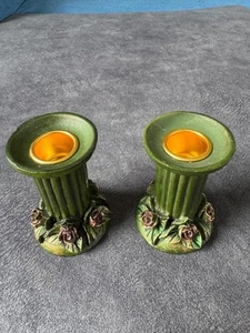Two Vintage Resin Candle Holder With 6 Roses - Picture 1 of 3